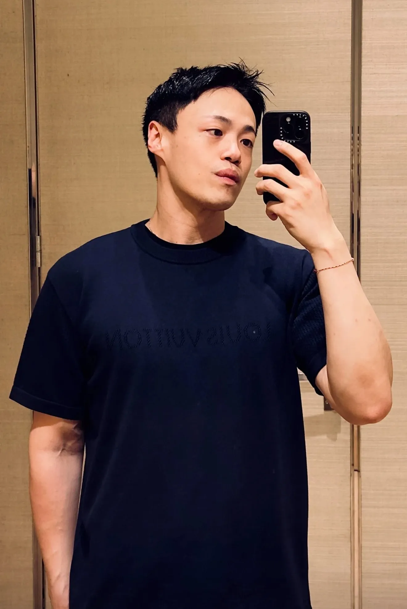 Louis Vuitton/Louis Vuitton 26ss hollow letter jacquard knitted short sleeves